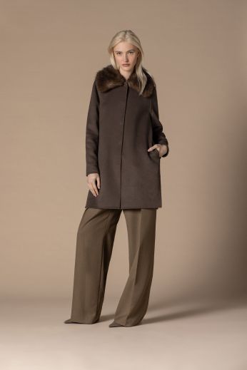 Long wool-felt coat