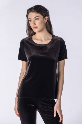 Stretched-velvet T-shirt