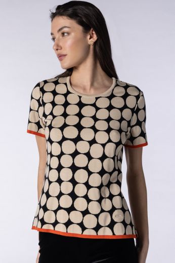 Polka-dot jacquard-knit sweater