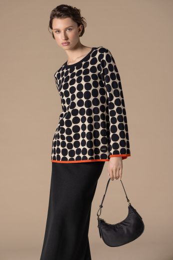 Polka-dot jacquard-knit sweater