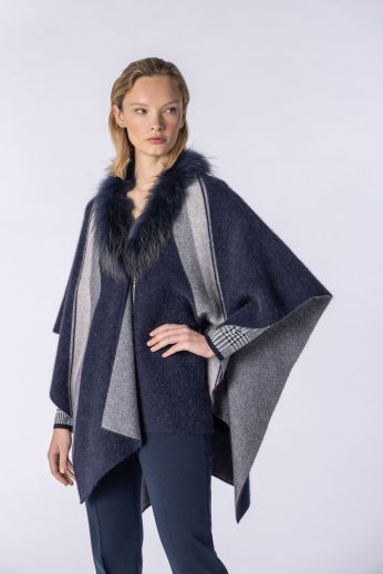 Intarsia-knit poncho