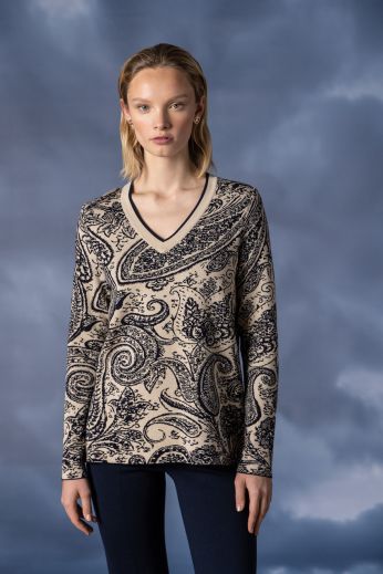 Paisley jacquard-knit sweater