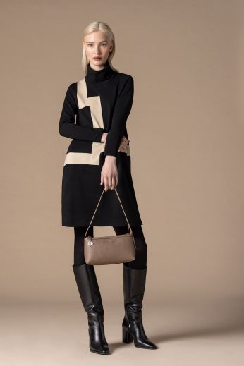 Intarsia-knitted turtleneck dress