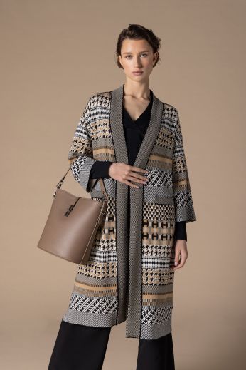 Knitted open long cardigan