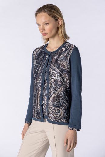 Knitted twinset with paisley print