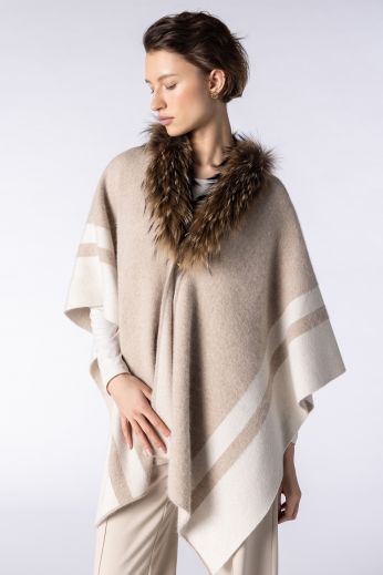 Intarsia-knit poncho