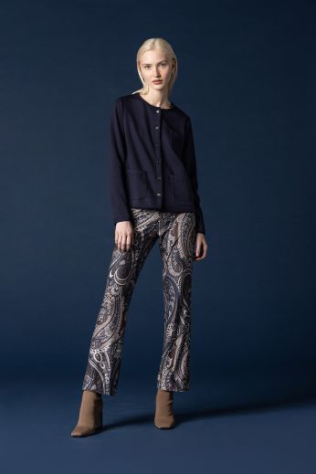 Geometric-printed jersey straight-leg pants