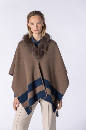 Intarsia-knit poncho