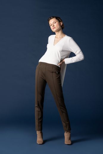 Slim-leg cotton-blend pants