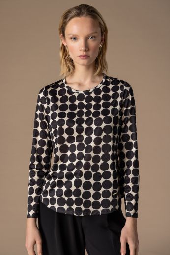 Polka-dot printed jersey top