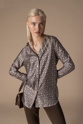 Geometric printed satin shirt