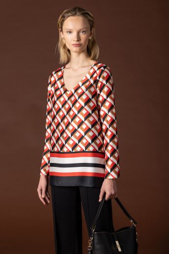 Blusa de twill estampado geométrico