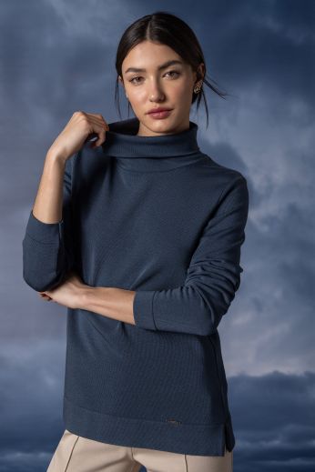 Viscose-blend turtleneck sweater